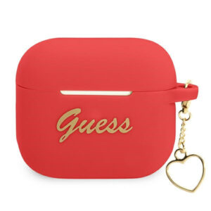 Guess silikoninis dėklas AirPods 3 – raudonas su pakabuku