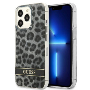 Guess Leopard dėklas iPhone 13/13 Pro – pilkas