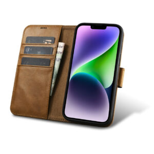 iCarer odinis 2in1 dėklas iPhone 14 Plus – rudas, RFID