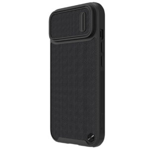 Nillkin Textured S MagSafe dėklas iPhone 14 su kameros dangteliu – juodas