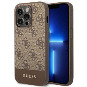 Guess dėklas iPhone 14 Pro – rudas 4G Stripe