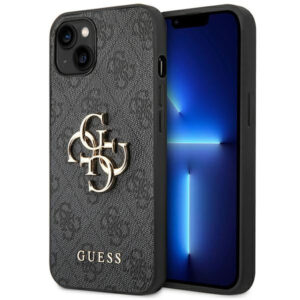 Guess 4G Big Metal Logo iPhone 14 dėklas - Pilkas -- iPhone 14