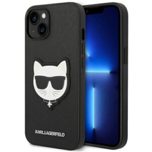 Karl Lagerfeld saffiano dėklas iPhone 14 Plus – juodas