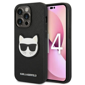 Karl Lagerfeld Saffiano Choupette dėklas iPhone 14 Pro – juodas