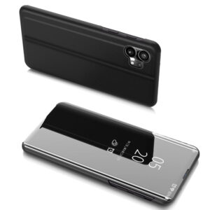 Clear View Case dėklas, skirtas Nothing Phone 1 juodas atverčiamas dėklas -- Nothing Phone 1