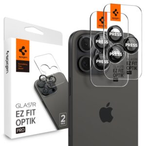 Spigen Optik.TR kameros stiklas iPhone 14–17 Pro/Max (2 vnt.) – juodas