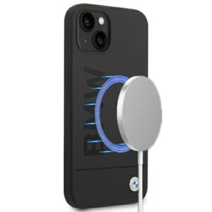 BMW MagSafe silikoninis dėklas iPhone 14 Plus – juodas
