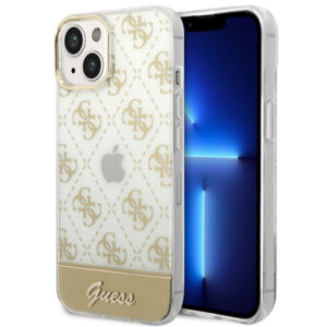 Guess 4G Pattern Script dėklas iPhone 14 Plus – auksinis