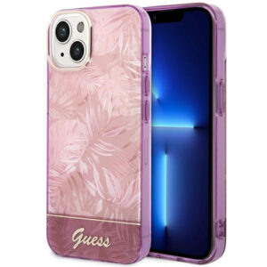 Guess Jungle dėklas iPhone 14 Plus – rožinis