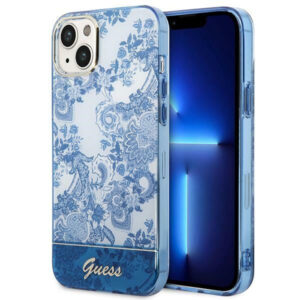 Guess Porcelain dėklas iPhone 14 Plus – mėlynas