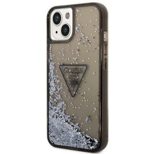 Guess dėklas iPhone 14 Plus – juodas, Liquid Glitter