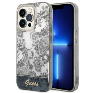 Guess dėklas iPhone 14 Pro Max – pilkas, Porcelain