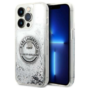 Karl Lagerfeld dėklas iPhone 14 Pro – sidabrinis