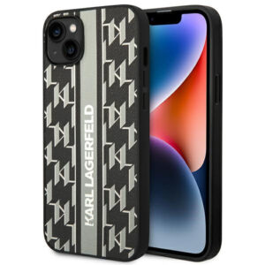 Karl Lagerfeld dėklas iPhone 14 Plus – pilkas, Monogram Stripe