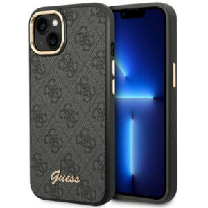 Guess dėklas iPhone 14 – juodas, 4G Vintage Gold