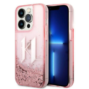 Karl Lagerfeld Liquid Glitter dėklas iPhone 14 Pro – rožinis
