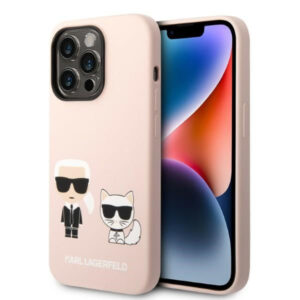 Karl Lagerfeld MagSafe silikoninis dėklas iPhone 14 Pro – rožinis