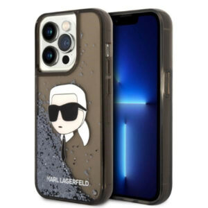 Karl Lagerfeld dėklas iPhone 14 Pro – juodas su blizgučiais