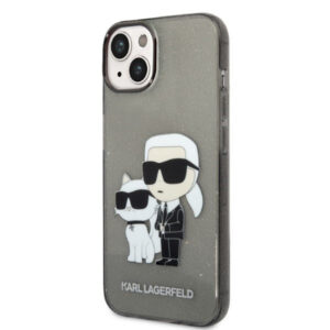 Karl Lagerfeld blizgus dėklas iPhone 14 Plus/15 Plus – juodas