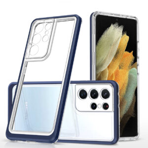 Skaidrus 3in1 dėklas Samsung Galaxy S23 Ultra – mėlynas rėmelis
