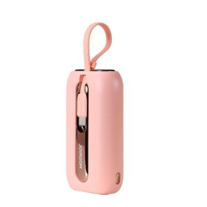 Joyroom mini išorinė baterija 10000mAh Colorful Series 22.5W su 2 integruotais USB-C ir Lightning laidais - rožinė (JR-L012)