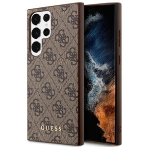 Guess 4G dėklas Samsung Galaxy S23 Ultra – rudas