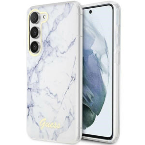 Guess marmurinis dėklas Samsung Galaxy S23+ – baltas