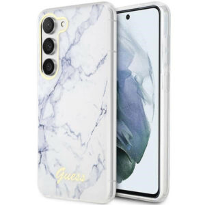 Guess marmuro dėklas Samsung Galaxy S23 – baltas