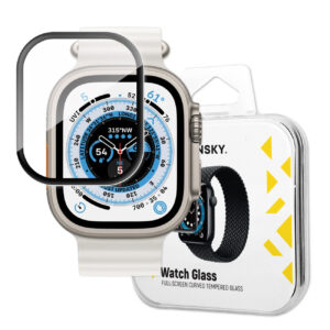 Wozinsky pilnai klijuojamas akrilinis stiklas Apple Watch Ultra 49mm – juodas rėmelis