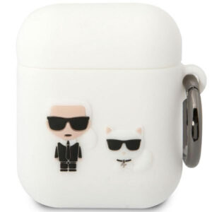 Karl Lagerfeld AirPods 1/2 silikoninis dėklas – baltas