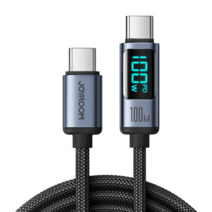 Joyroom Prism Series A16 USB-C / USB-C 100W laidas 1.2 m su LED ekranu - juodas