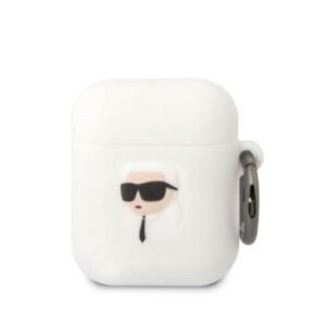 Karl Lagerfeld silikoninis AirPods 1/2 dėklas – baltas