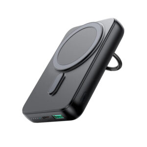 Joyroom JR-W050 belaidė išorinė baterija 10000mAh 20W MagSafe su žiedu ir stovu - juoda