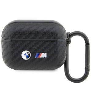 BMW AirPods Pro dėklas – juodas, Carbon Double Metal Logo