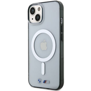BMW Silver Ring MagSafe dėklas iPhone 14/15 Plus – skaidrus