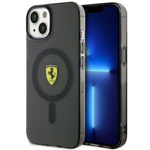Ferrari MagSafe dėklas iPhone 14 – juodas, skaidrus