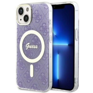 Guess 4G MagSafe dėklas iPhone 14 Plus – violetinis