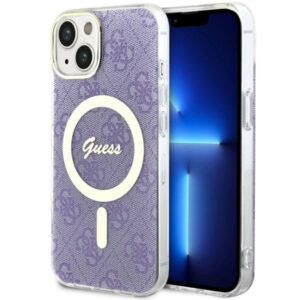 Guess MagSafe dėklas iPhone 14 – violetinis