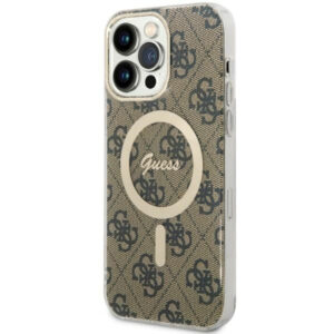 Guess 4G MagSafe dėklas iPhone 14 Pro Max – rudas