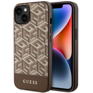 Guess MagSafe dėklas iPhone 14 Plus – rudas