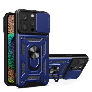Šarvuotas dėklas iPhone 15 Pro su kameros dangteliu – mėlynas -- iPhone 15 Pro