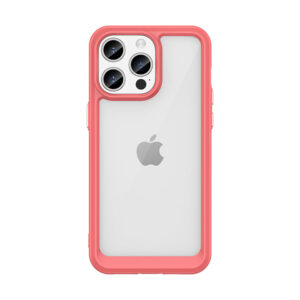 Skaidrus hibridinis dėklas iPhone 15 Pro – raudonas