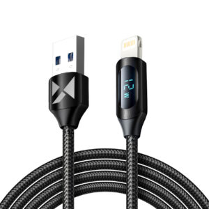 Wozinsky laidas USB-A - Lightning WUALC2 su LED ekranu 2.4A 2m juodas