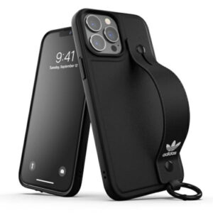 Adidas Originals dėklas iPhone 13 Pro Max su rankos dirželiu – juodas