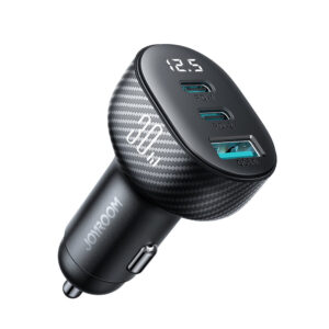 Joyroom JR-CCD04 30W automobilinis įkroviklis 2x USB-C USB-A su ekranu - juodas