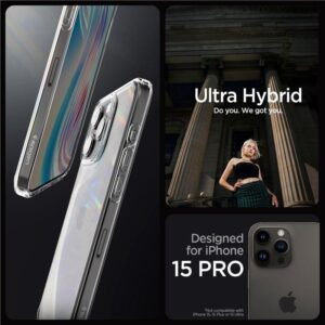 Skaidrus Spigen Crystal Hybrid dėklas iPhone 15 Pro