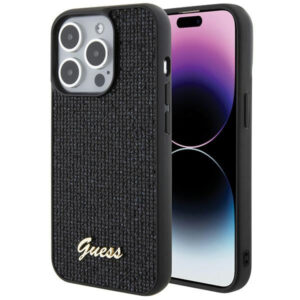 Guess dėklas iPhone 15 Pro – juodas, kristalinis
