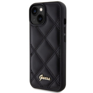 Guess dėklas iPhone 15 – juodas, eko oda
