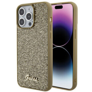 Guess dėklas iPhone 15 Pro Max – auksinis