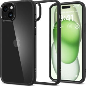 Spigen Ultra Hybrid dėklas iPhone 15 Plus – juodas